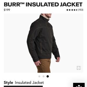 Kuhl mens medium insulated and lined Burr jacket in espresso color
